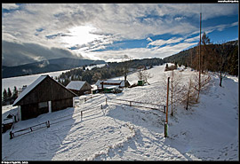 Hlavní hřeben Oravské vrchoviny nad vsí Veľké Borové