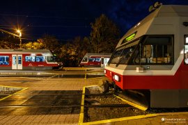 Setkání električek do všech tří směrů na nádraží ve Starém Smokovci (2022)