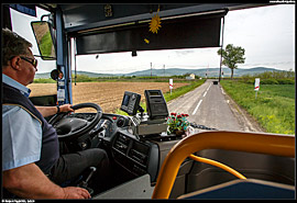 Zemplínské vrchy z autobusu mířícího do vsi Malá Tŕňa