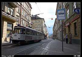 Lvov - tramvaj české výroby ve starém městě