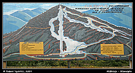 Mižhirja - schéma lyžařských tratí ve ski centru Makovycja