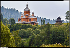 Skolivské Beskydy - Orjavčyk (Орявчик), dřevěný kostel sv. Mykoly (церква Святого Миколи)