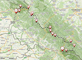 Mapa Zakarpatské magistrály, viz průběh trasy na <a href="https://mapy.cz/s/3pKRk">Mapy.cz</a>